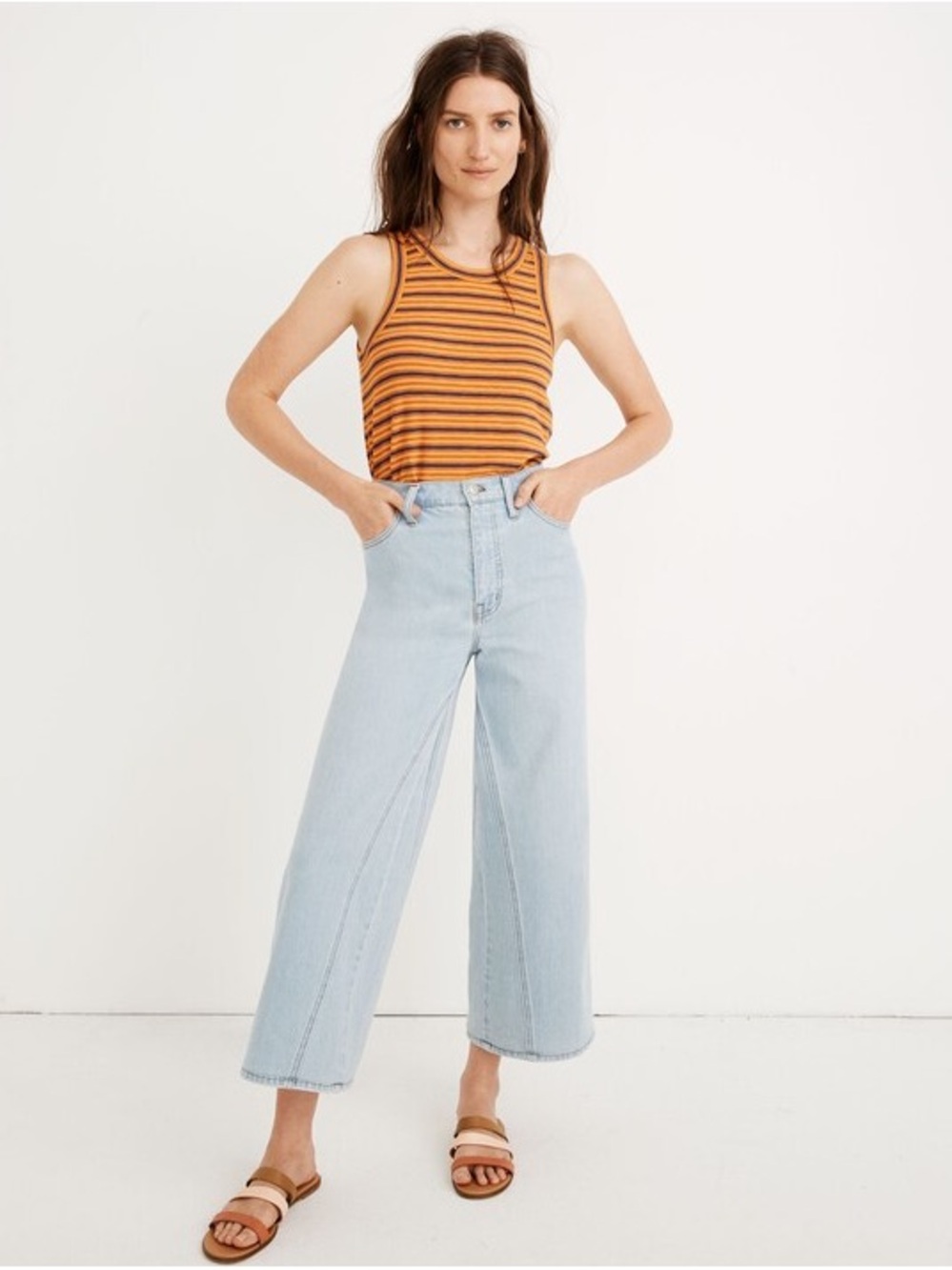 Wide-Leg Crop Jeans in Fitzgerald Wash: Pieced Inset Edition